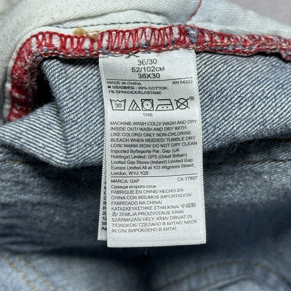 Gap Cone Denim Jeans Mens 36x30 Slim Straight‎ Medium Wash Stretch 5 Pocket